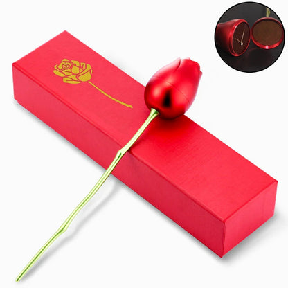 Red Rose Shape Ring Box