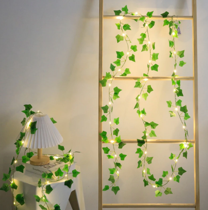 Artificial Plant Leaves with Fairy Lights