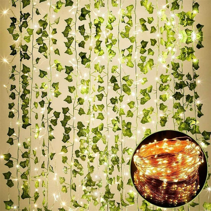 Artificial Plant Leaves with Fairy Lights