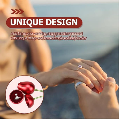 Red Rose Shape Ring Box