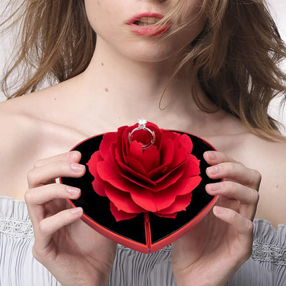 Heart Shape  Rose Ring Box Valentine Day Gift.