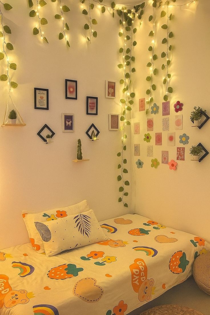 Artificial Plant Leaves with Fairy Lights