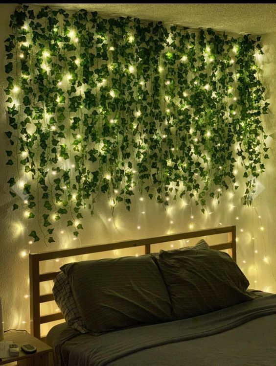 Artificial Plant Leaves with Fairy Lights