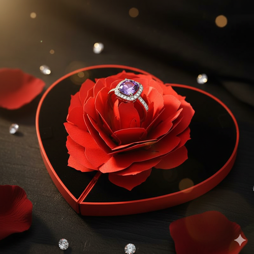 Heart Shape  Rose Ring Box Valentine Day Gift.