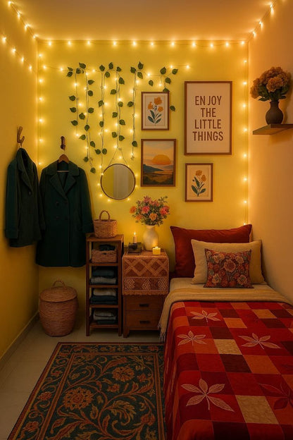 Artificial Plant Leaves with Fairy Lights
