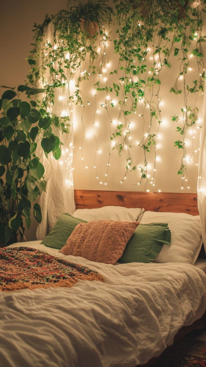 Artificial Plant Leaves with Fairy Lights