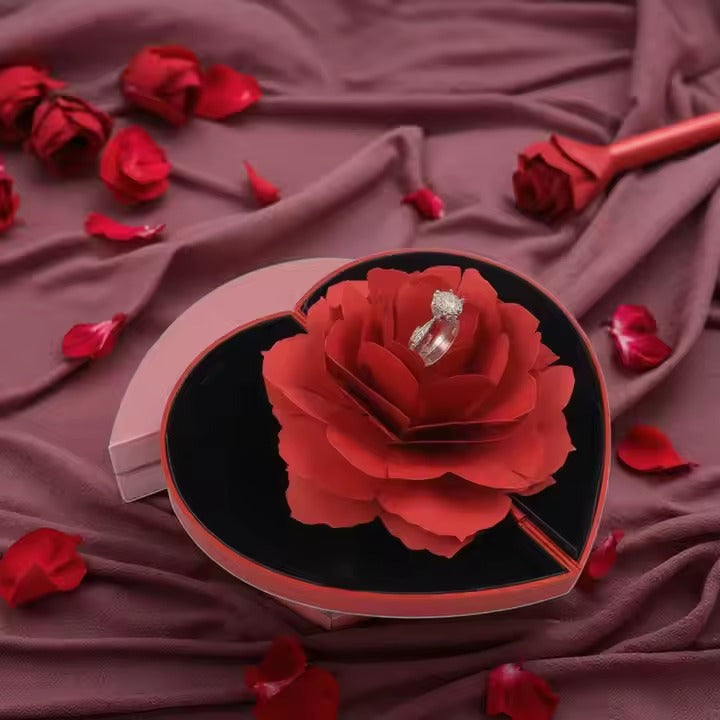 Heart Shape  Rose Ring Box Valentine Day Gift.