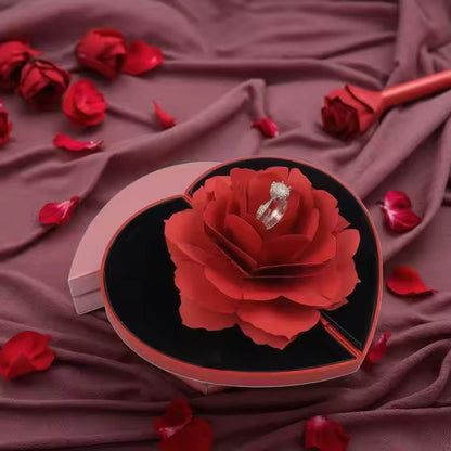 Heart Shape  Rose Ring Box Valentine Day Gift.